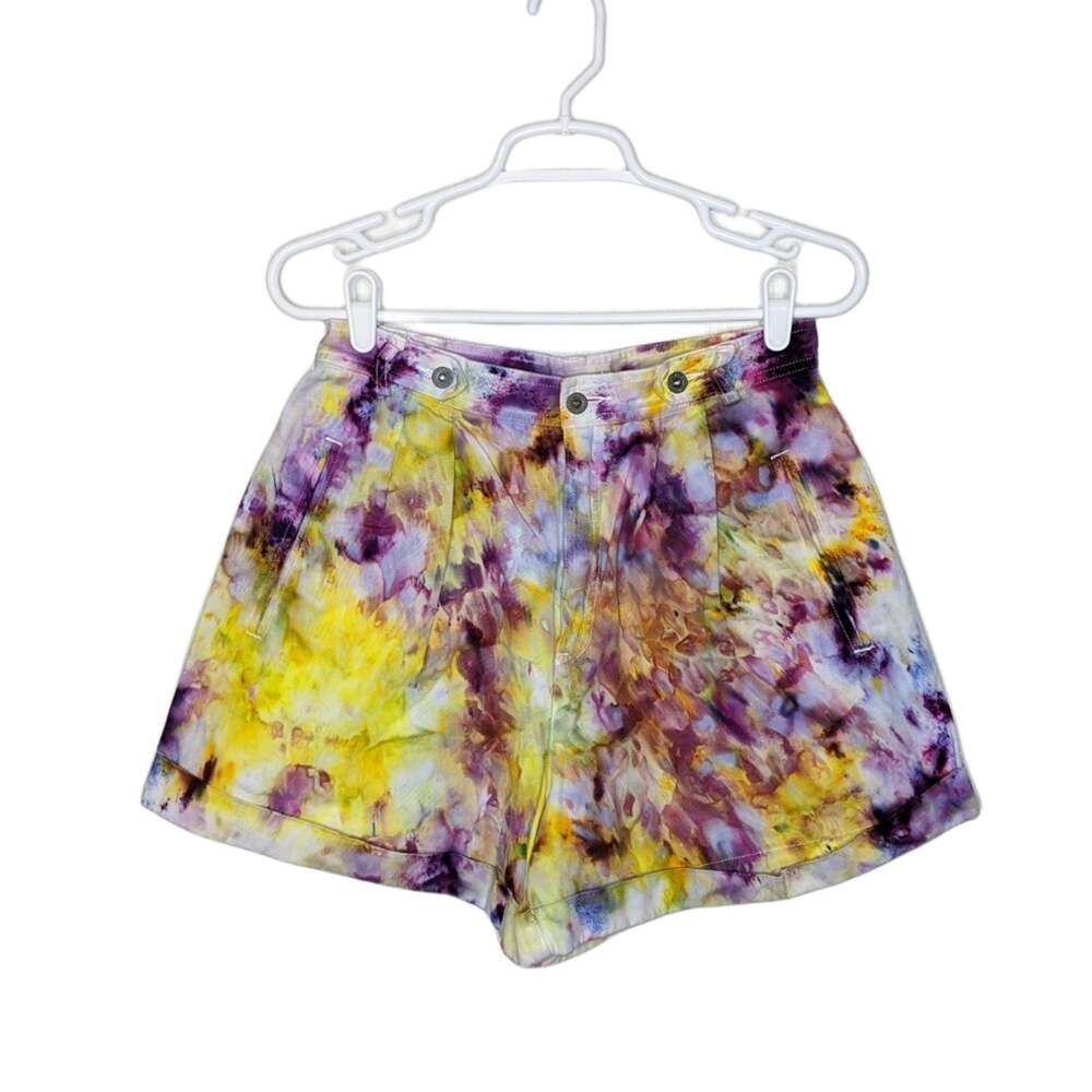 Vintage Liz Sport Custom Ice Tie Dye High Waist 90s Mom Shorts Art Watercolor